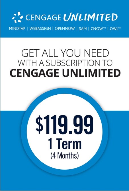Cengage Unlimited subscription, 4 months, 1st Edition