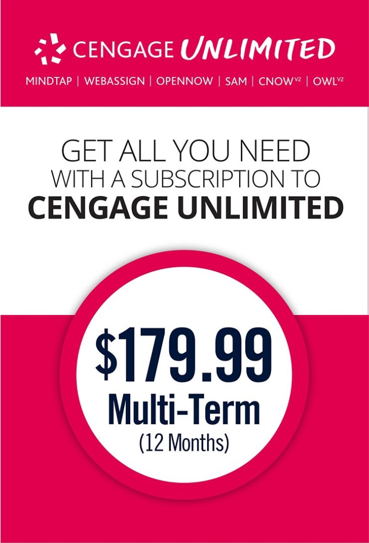 Cengage Unlimited subscription, 12 months, 1st Edition